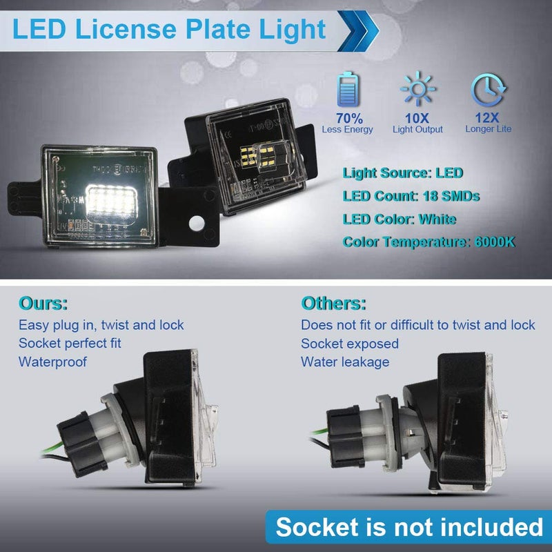 MbuyDIY مجموعة مصابيح لوحة الترخيص LED MbuyDIY متوافقة مع شيفروليه سيلفرادو 2014-2025 و GMC سييرا 15-25 وكولورادو كانيون بيك أب 6000K أبيض، عبوة من 2 - Image 3